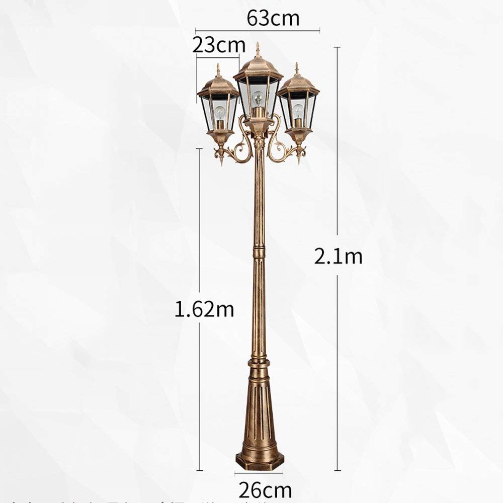 Lanterne en verre vintage européen pour parc, lampadaire de rue, lampe de chemin 3 lumières américaines vintage alimentées par poteau pour allée, allée en aluminium, métal, patio, jardin