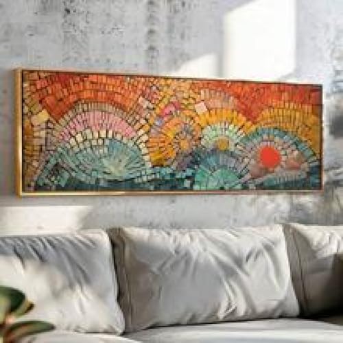 Décoration murale bohème grand format 65x145 cm avec cadre interne