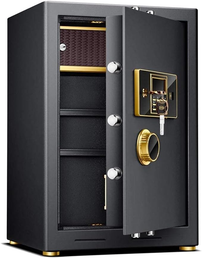 Solid Steel Construction Home Office Hotel Cash Storage Digital Electronic Box Keypad Lock Cabinet for Storing Valuables (Color Black,Size : 60x41x35.5cm) safe