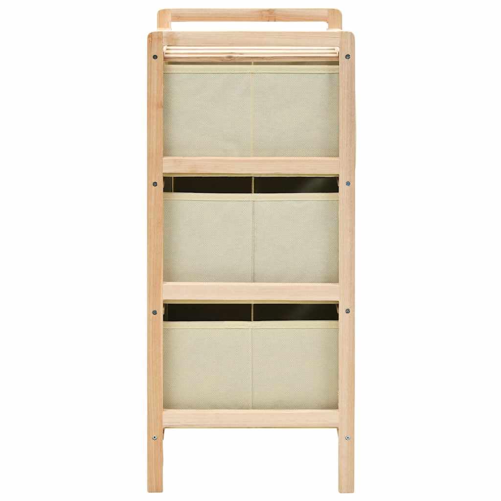 Estante de almacenamiento de madera de cedro con cesta de tela de 5 niveles, organizador beige para organización del hogar, solución de almacenamiento multiusos, cestas duraderas y elegantes incluidas