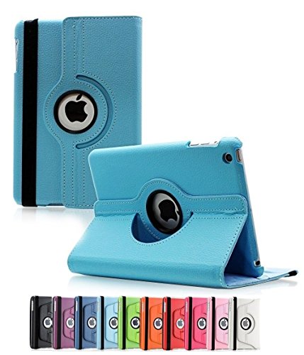 ShopNY Case - Apple iPad Air Case - 360 Degree Rotating Stand Case Cover with Auto Sleep/Wake Feature for iPad Air/iPad 5 (5th Generation) (Light Blue)