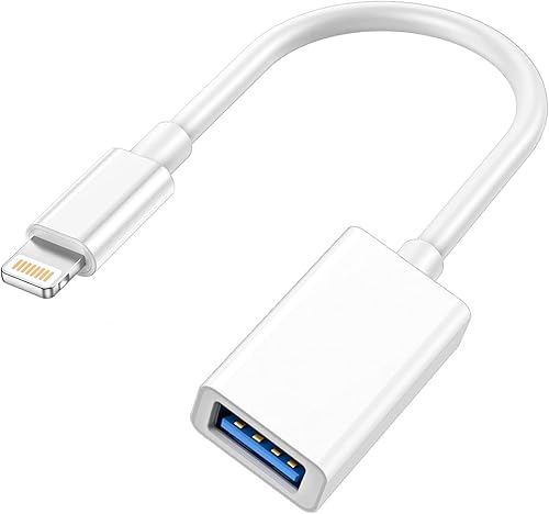 Adaptador Lightning a USB para cámara, convertidor de cable USB OTG certificado MFi de Apple para iPhone 14 13 12 11 Pro Max XS XR X 8 iPad,