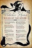 Metal Sign Witch's Home Rules of The House Tin Signs New Year Easter Wall Decoration Bar Pub Family...