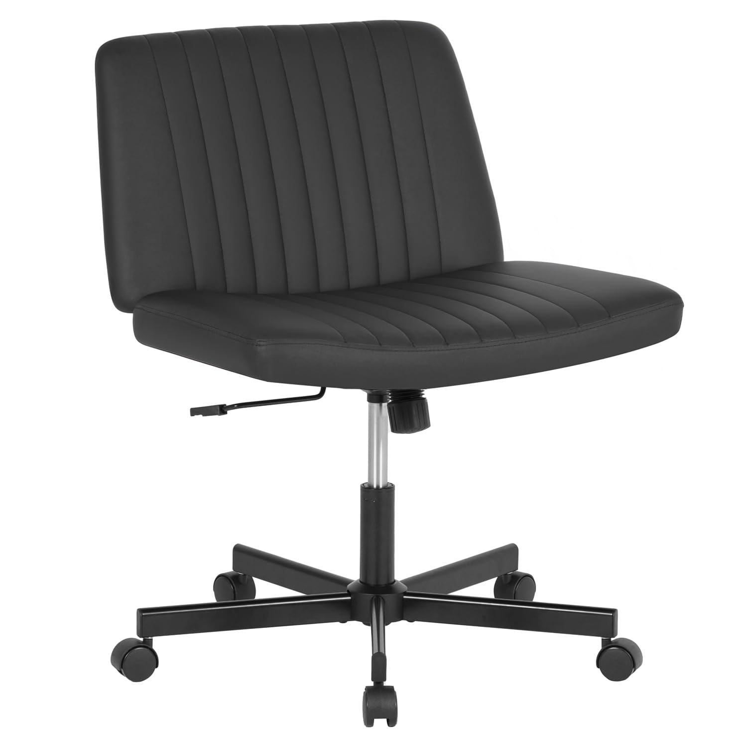 FDW Criss Cross Chair with Wheels Cross Legged Office Desk Modern Swivel Height Adjustable Wide Seat Computer Task Vanity Chair Comfy Fabric Armless
