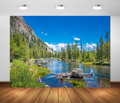 Fondo de tela paisaje montaña y lago 7x5 pies BELECO miniatura 1