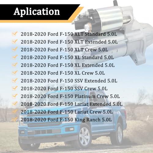 Nuevo motor de arranque compatible con Ford F-150 V8 5.0L 2018 2019 2020, reemplaza JL3Z-11002-A 438000-3950 JL3T-11000-AB 34031 miniatura 3