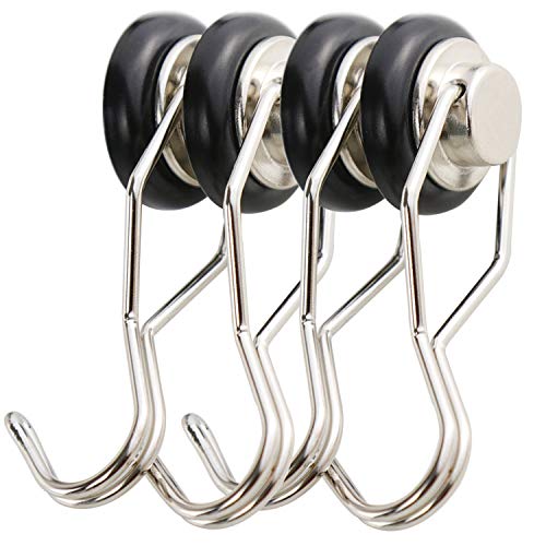 E BAVITE Swivel Swing Magnetic Hook New Upgraded, 25LB Refrigerator Magnetic Hooks,Strong Neodymium Magnet Hook, Perfect for Refrigerator and Other Magnetic Surfaces-12pack