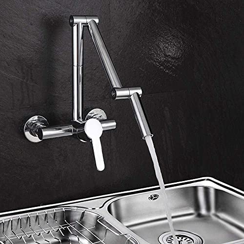 Robinet mural pivotant en cuivre chromé eau chaude et froide pour cuisine