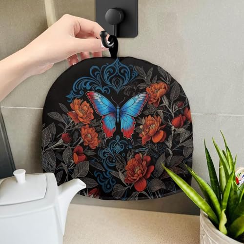 Image of Butterfly Peony Print Tea Pot Cover Teas Cosy Insulated Tea Cozies Home Kitchen Decoration Teapot Dust Cover Warming Tea Kettle Quilt Creative Gifts for Banquet