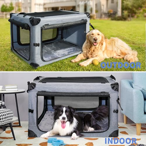 NEZUC Caixas De Transporte Dobráveis Para Cães Grandes, Transportadora Portátil De Viagem Com Latera