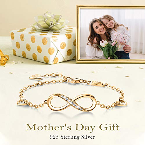 Billie Bijoux Womens 925 Sterling Silver Bracelets Infinity Endless Love Symbol Charm Adjustable Bracelet Gifts for Wife Women3