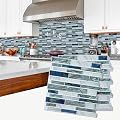 STICKGOO 10-Sheet Marble Look Peel and Stick Wall Tile, 12"x12" Premium Self Adhesive Tiles Kitchen Stick on Backsplash,Gray & Blue