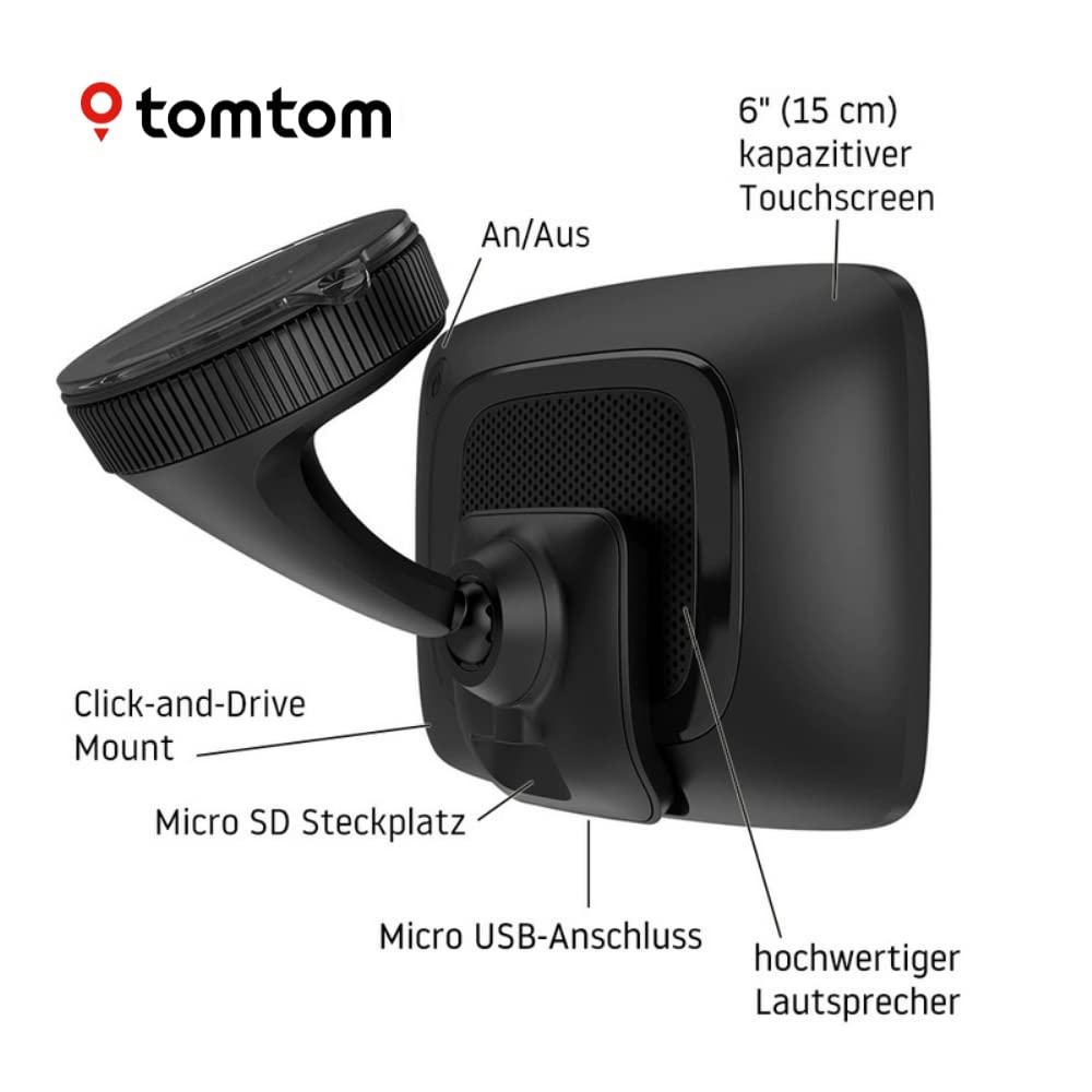 Tomtom Camping Navi GO Camper Tour (6 Zoll Display, Sonderziele für Wohnmobil- und Wohnwagen, Updates über Wi-Fi, Stauvermeidung Dank Tomtom Traffic, Karten-Updates Europa)