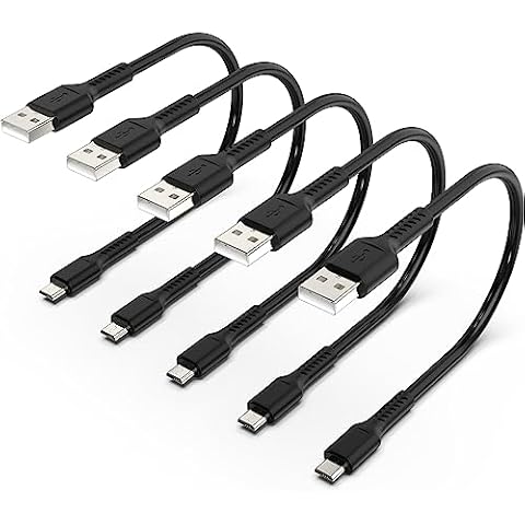 Short Micro USB Cable 1ft [5 Pack] USB 2.0 Micro USB Charging Cable Android Charger Cord for Samsung Galaxy S7 Edge S6 J7 Note 5 LG Kindle Sony PS4 TV Stick Smartphones (Black) Cover