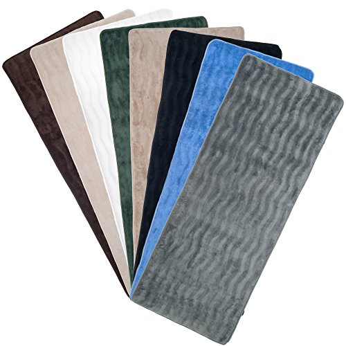 Lavish Home Microfiber Memory Foam Bathmat – Oversized Padded Nonslip Accent Rug for Bathroom, Kitchen, Laundry Room, Wave Pattern (Mocha)