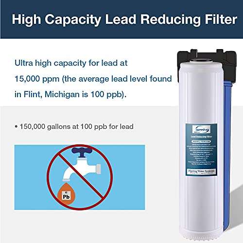 Image of iSpring F2WGB22BPB 4.5 inch x 20 inch 2-Stage Whole House Water Filter Replacement Pack Set with Carbon Block and Lead Reducing Cartridges, Fits WGB22B-PB, white