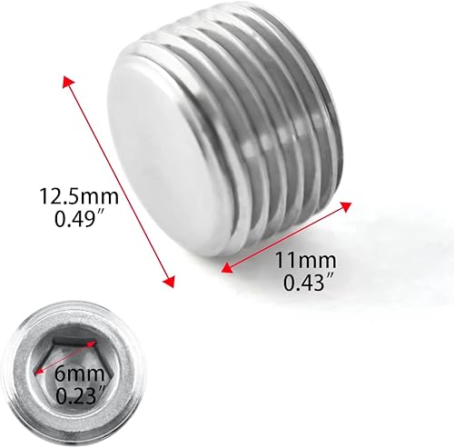 Miniatura 8 de SDTC Tech Paquete de 2 accesorios de enchufe de tubo de 12 pulgada NPT macho rosca 304 adaptador interno hexagonal avellanado