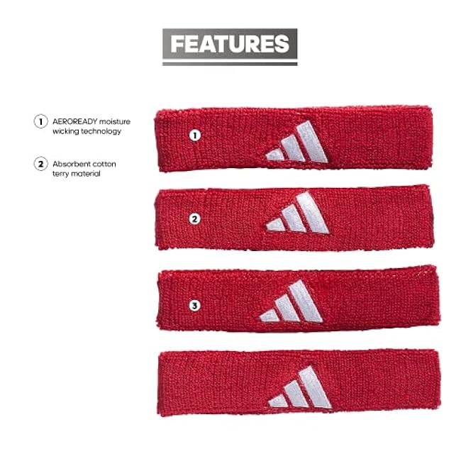 adidas Interval 3/4-inch Bicep Band, Team Power Red/White/2, One Size