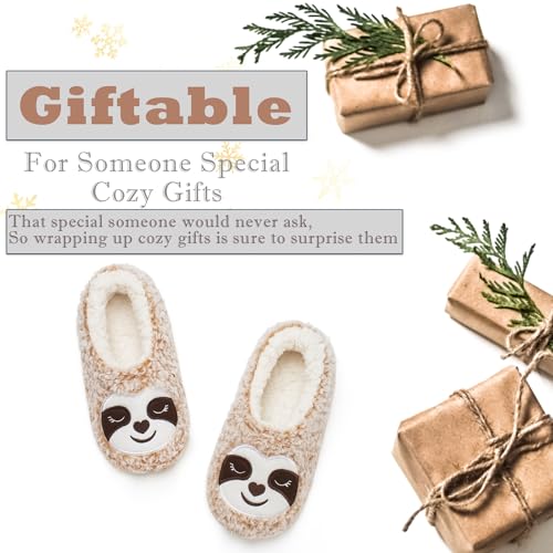 Image of Cozylook Cute Animal Slippers for Women and Kids Fuzzy Non Slip Soft Sole | Warm plush lining, gripper dots, playful animal details, machine wash cold, toddlers teens and adult women, indoor use
