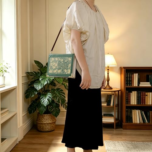 Image of Clutch Purse Large, Book Shaped Crossbody Bag, Vegan Leather Book Wallet, Book Lover Gift Handbag, Shoulder Bag