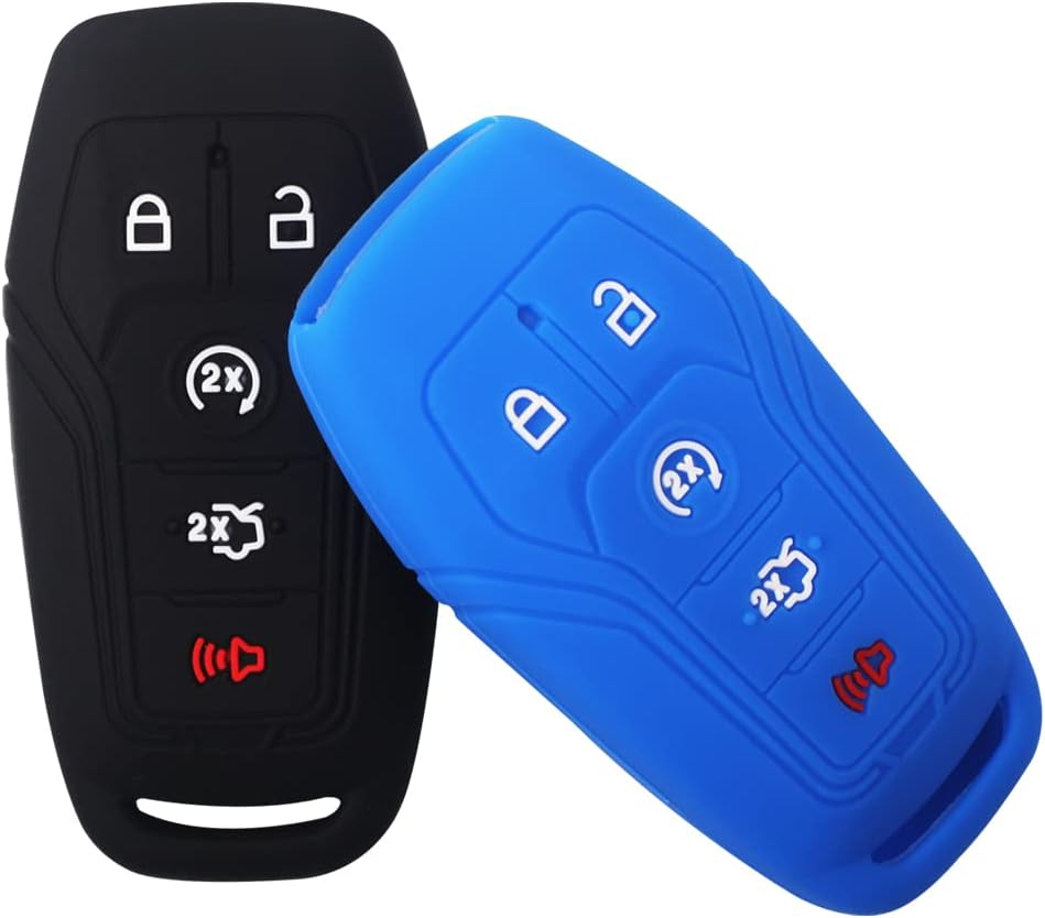 Car Remote Key Cover Fob Silicone Outer Case for Ford Lincoln Fusion MKZ Mustang MKC Outer Casing Shell Jacket Protector 5 Buttons 2pcs