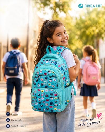 Image of Chris & Kate Premium 32 L Multi-Print School Bag for Boys Girls and Kids Spacious Interiors Casual Backpack Perfect for School, College, Everyday Use Includes Free Stationery Pouch and Rain Dust Cover