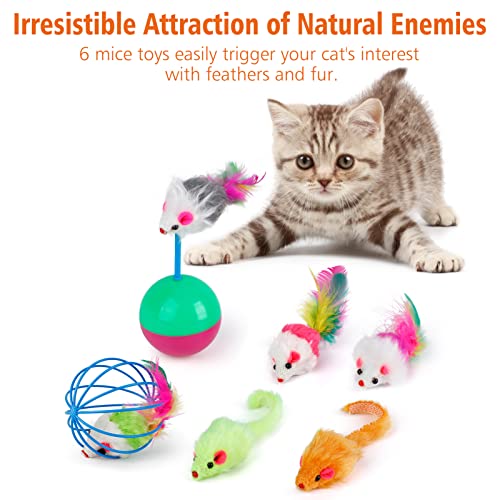 Dorakitten Cat Toys Kitten Toy Tunnel - 20PCS Indoor Interactive Toy Includes - Rainbow Tunnel Feather Teaser Fluffy… - Image 6