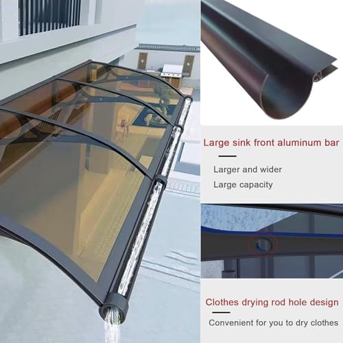 Auvent polycarbonate solide contre pluie et UV, marquise 60x140 cm anti-jaunissement - 3