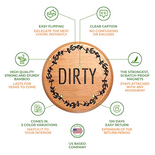 Teyga Bamboo Dishwasher Magnet Clean Dirty Sign - Clean Dirty Magnet For Dishwasher, Dirty Clean Dishwasher Magnet, Dishwasher Clean Dirty Sign, Clean And Dirty Dishwasher Magne #TOP2