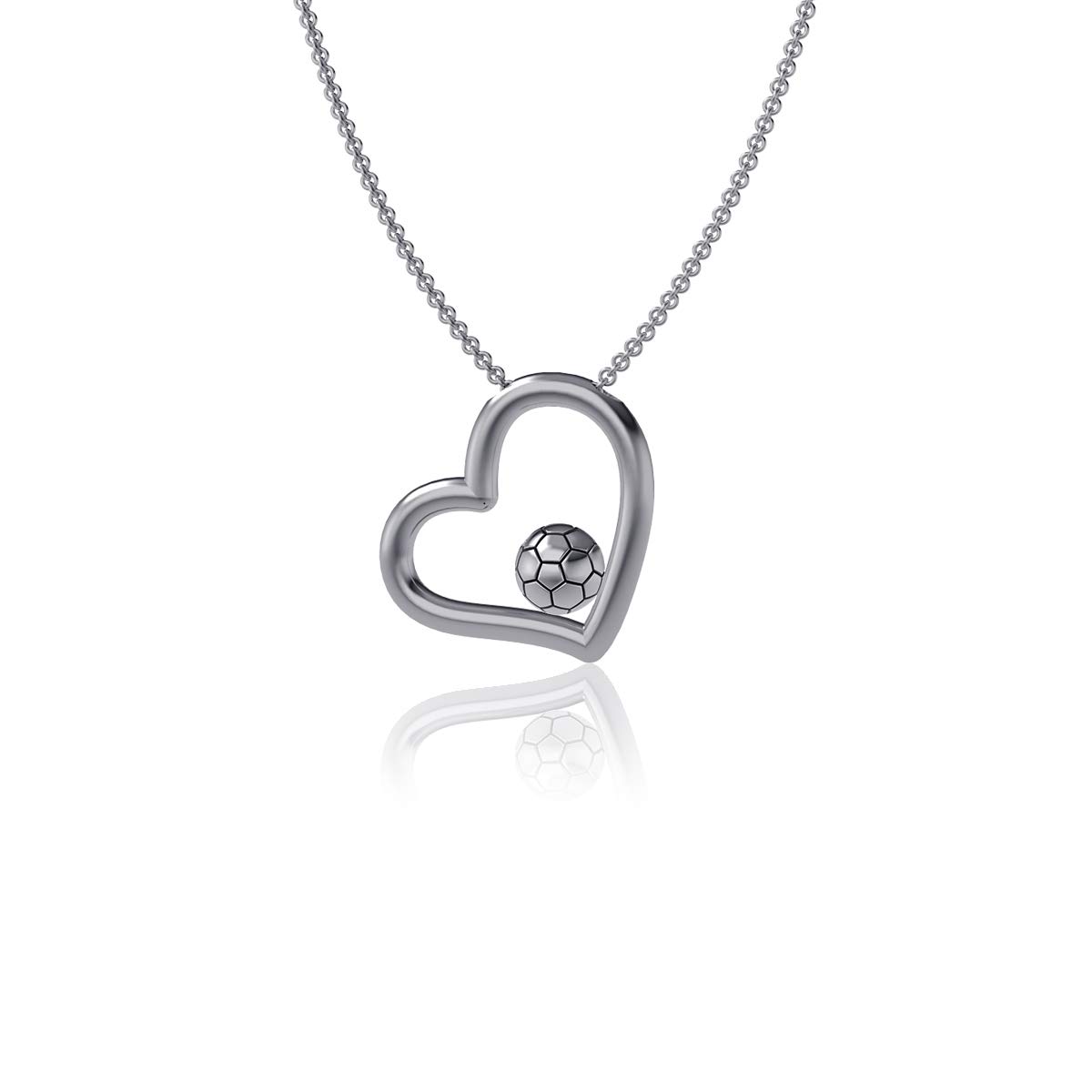 Dayna Designs Soccer Ball Heart Necklace - Sterling Silver Jewelry Small for Women/Girls