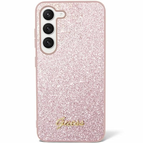 Guess GUHCS24SHGGSHP Hard Case for S24 S921 Glitter Script Pink