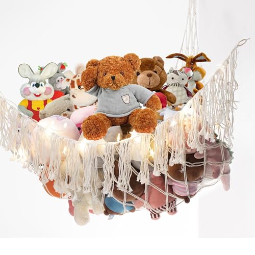 ieron Soft Toy Hammock for Stuffed Animal Large Mesh Net Keep Bedroom Nursery Tidy Wall Sling Soft Toy Storage Organizer Wall Corner Decor 40 * 40 * 59inches - Image 2