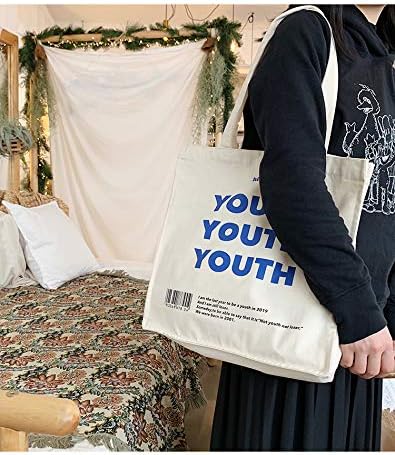 [ザボンチー] かわいいキャンバスバッグ トートバッグ 大容量 肩掛けバッグ 通学 出掛けバッグ ファスナー/ボタン付き