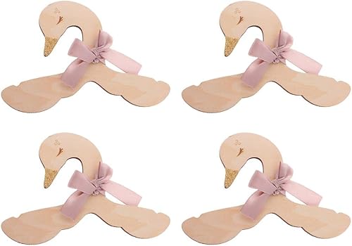Miniatura 3 de Milageto 4pcs niños bebé niño niña cisne madera perchas casa