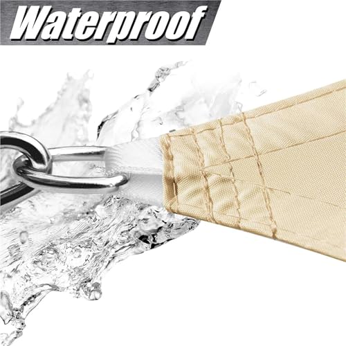 Voile d'ombrage triangulaire contre chaleur et pluie bâche kaki 5m