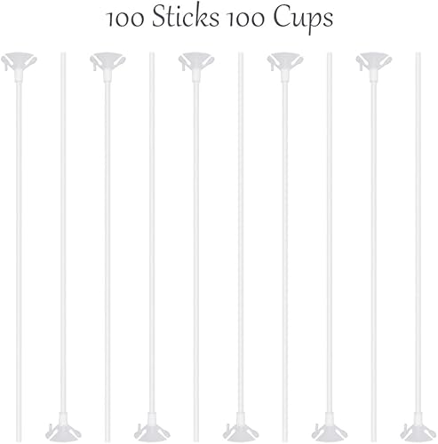 Vista 3 de Pllieay 100 soportes para palos de globos blancos con tazas para bodas, fiestas y decoración