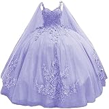 TRHTX Gorgeous Lavender Mexican Quinceanera Prom Dresses Puffy Sparkly Beaded Ball Gown Petite Spagh