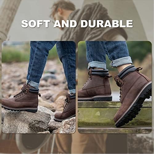 Miniatura 5 de SAFETY LOONG Botas de trabajo para hombre, impermeables, con puntera suave, antideslizantes, cómodas, botas de trabajo de cuero