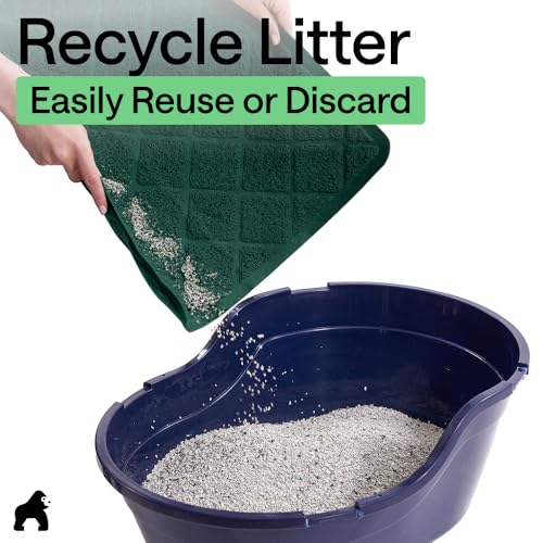 Image of GORILLA GRIP Durable Cat Litter Mat (35x23), XL Jumbo, No Phthalate, Water Resistant, Traps Litter from Box & Cats, Scatter Control, Soft on Kitty Paws, Easy Clean Mats (Hunter Green)