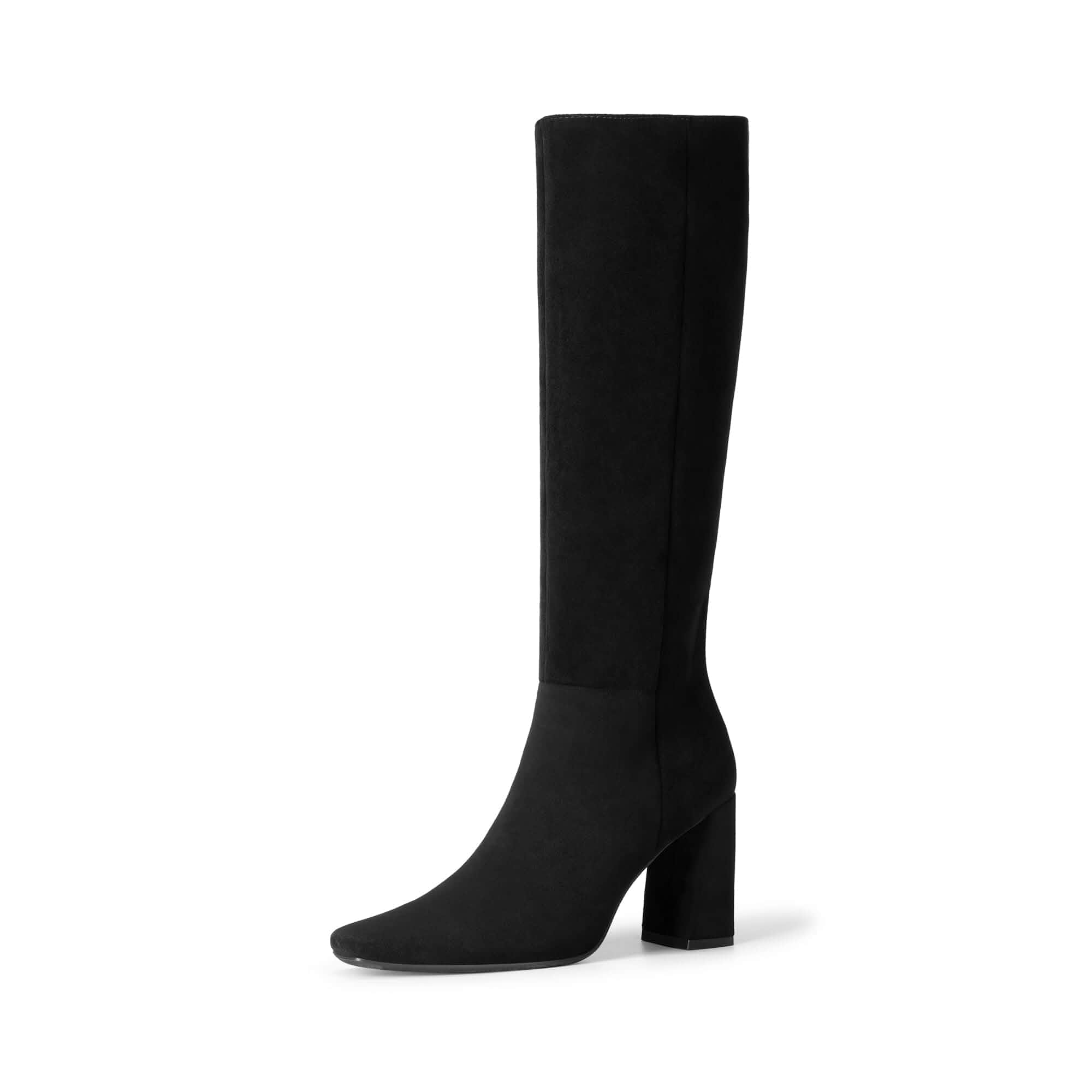 DREAM PAIRS Womens Knee High Square Toe BootsSleek Modern Style, 3.34" Block Heel, Side Zipper, Durable Flex-resistent TPU Outsole, Soft Shaft