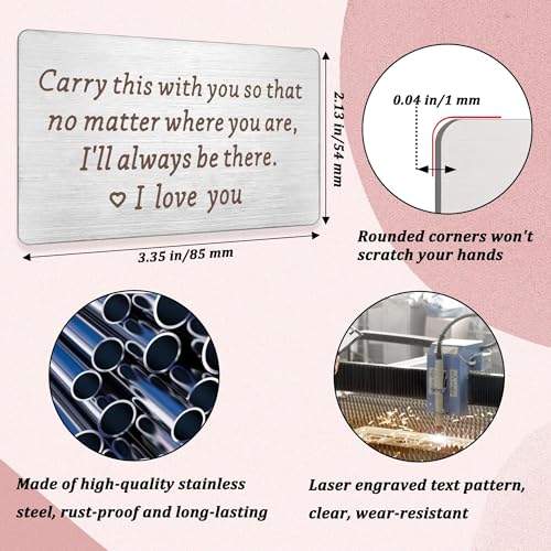 Metal Wallet Insert Card Gift for Husband Boyfriend to My Man Gift Anniversary Card Gifts Engraved Wallet Insert Card Valentine's Day Wedding Birthday Gift for Men Fiance Couple Gift2