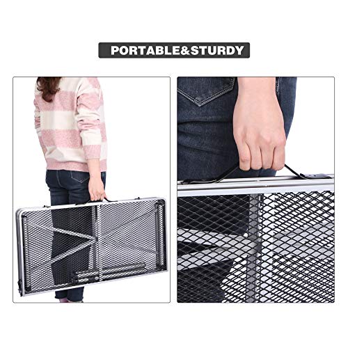 Redcamp Folding Portable Grill Table For Outside, Lightweight Aluminum Metal Grill Stand Table For Camping Cooking Bbq Rv Picnic,Easy To Assemble With Adjustable Heights Legs,Silver 32”X32” #TOP5