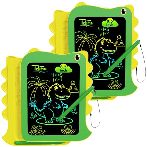 TEKFUN Toddler Boy Toys, 2 Pack LCD Writing Tablet for Kids, Doodle Board Dinosaur Toys, Travel Essentials for 3 4 5 6 Year Old Boys Girls, Easter Birthday Christmas Gift (8.5inch Green*2)