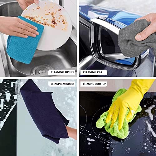 Midyb Microfibre Cleaning Cloths, Pack of 60 Reusable Lint Free Kitchen Rags, Super Absorbent Washable Cleaning Towels Dish Cloth for Home, Motorbike, Car, Window, 32 x 32cm