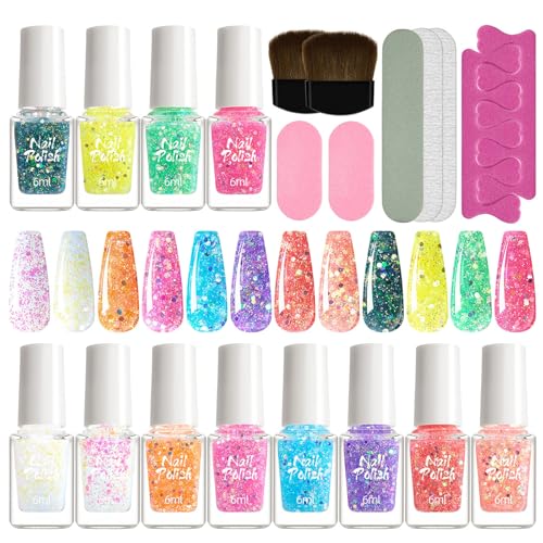 Juego de esmaltes de gel para uñas, 12 colores, con lima de uñas, cepillo, divisor de dedos, accesorios para diseños creativos de manicura