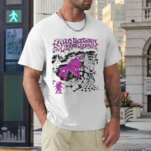 King Music Gizzard and Lizard and Wizard T Shirt Boy's Fashion Short Sleeve T-Shirts Summer Casual Tee White2