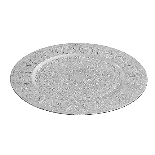 Platos cargadores plateados de melamina, set 6, 13 pulg miniatura 1