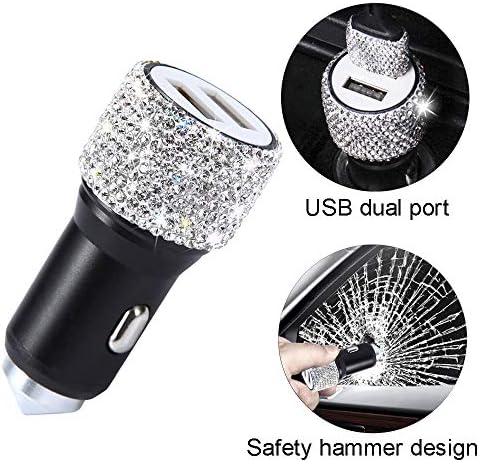 Car Accessories For Women Interior Bling, Car Decorations Interior Women, Car Bling Accessories For Women Set, Girly Diamond Car Accessories Sparkly Gifts Bag Hook, Phone Holder, Usb Car Charger -15PC