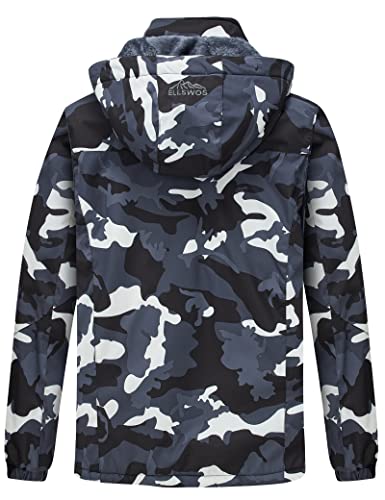 Image of ELLSWOS Men's Waterproof Ski Jacket Winter Snow Coat Warm Hooded Raincoat Windproof Windbreakers