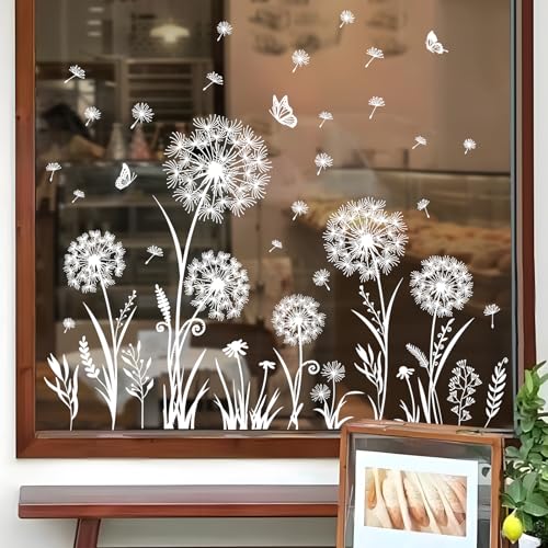 Supzone Fensterbilder Selbstklebend Groß Pusteblume Weiß Fensteraufkleber...